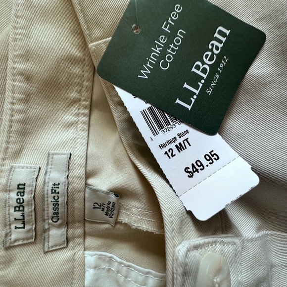L.L. Bean Women's Cream Khaki Wrinkle Free Dress Pants Classic Fit 12 Tall - Picture 9 of 9